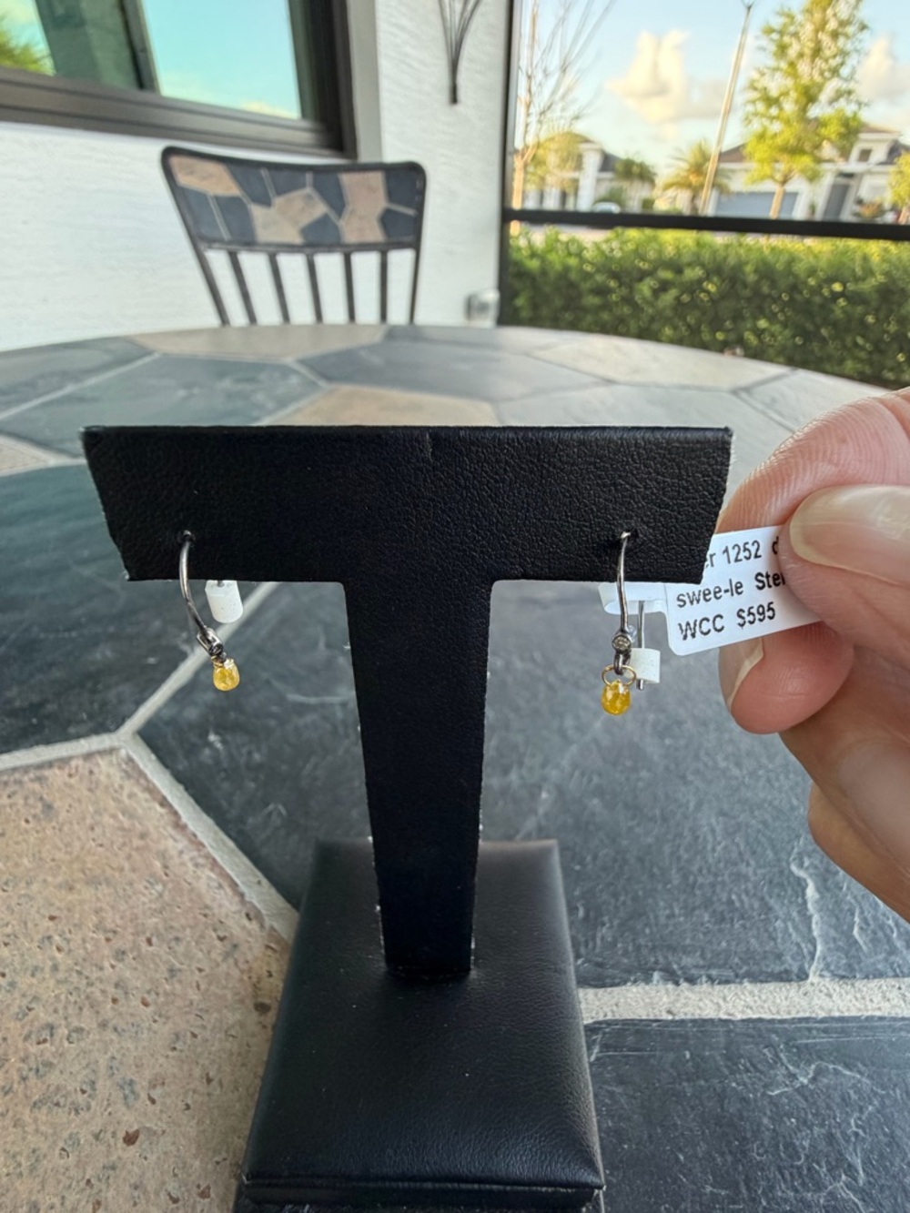 Yellow Diamond Drop Earrings - Sleek Sterling & 14kt. Yellow Gold Design